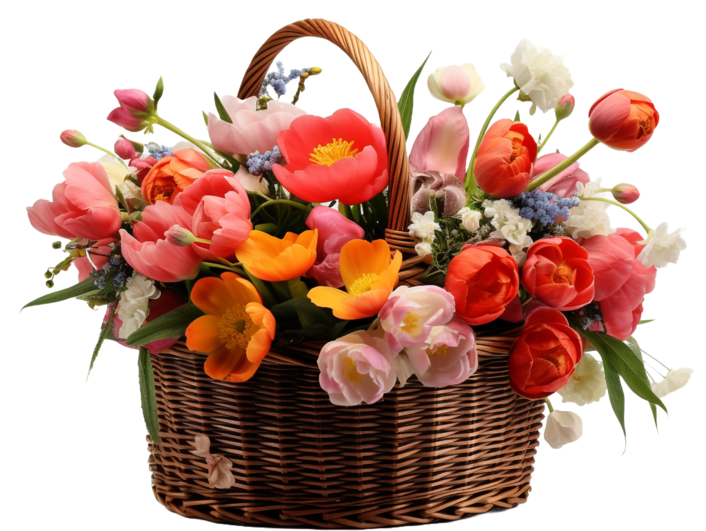 flowers in wicker basket 2