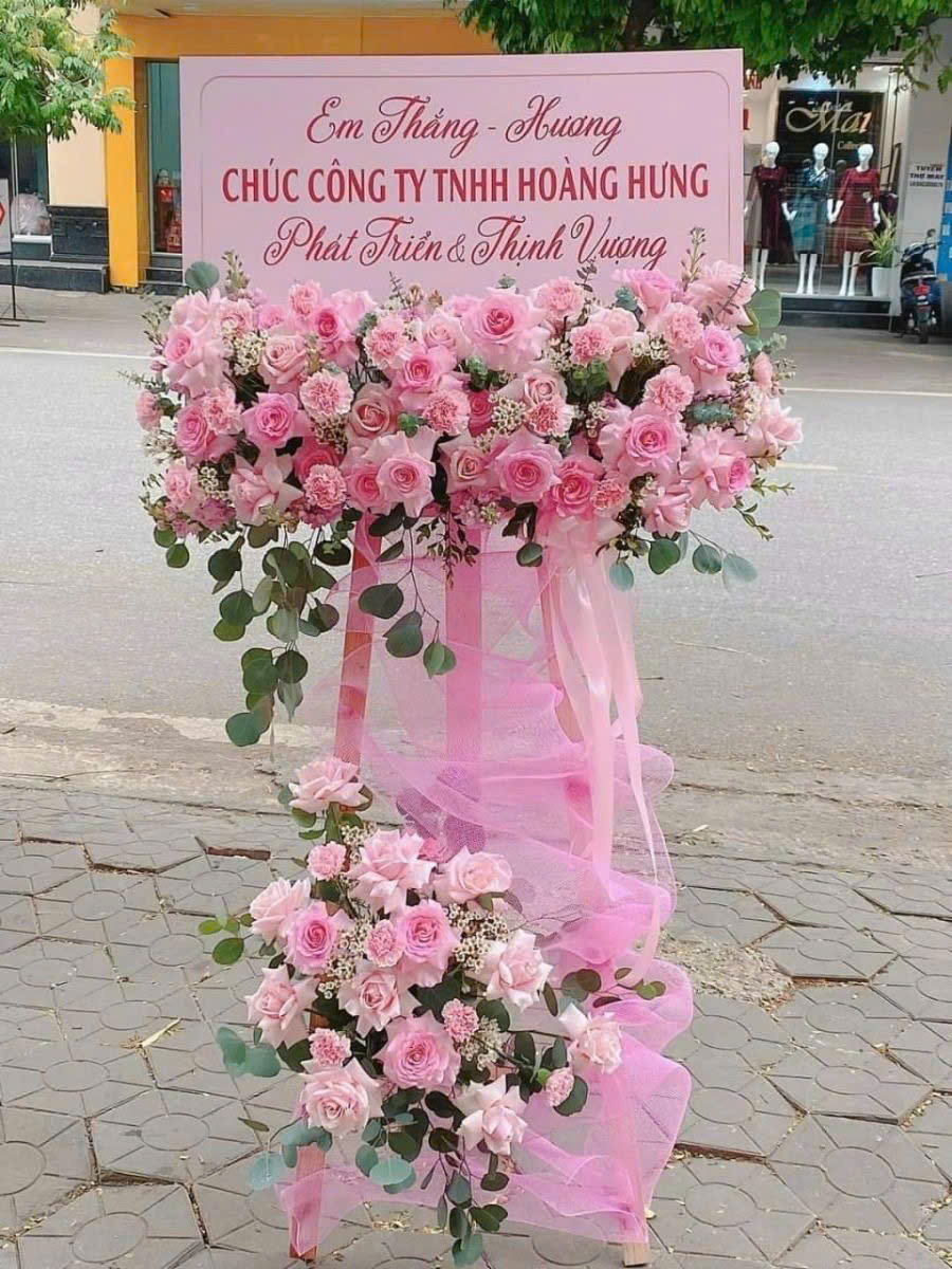 Kệ Hoa Tranh 2 Tầng Chúc Mừng Tone Hồng Pastel
